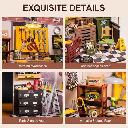 DIY Miniature House Kit Garage Workshop