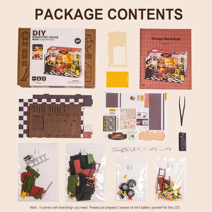 DIY Miniature House Kit Garage Workshop