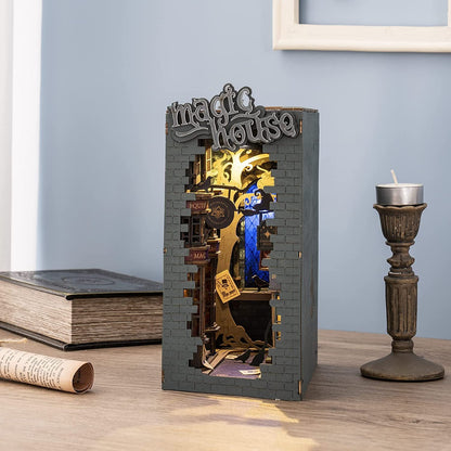 Enter a realm of enchantment with this DIY book nook! Build your own mystical alley and watch your imagination cast its midnight spell.

Pieces: 216
Assembly Time: ~4 hours
Difficulty Level: ⭐⭐⭐⭐
Assembled Size: H: 7.1″ (18cm) × W: 4.3″ (11cm) × D: 9.4″ (24cm)
